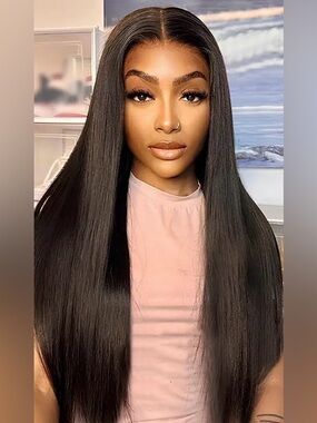 20” Nat Black Straight Human Hair Wig 13x6 HD Lace Front 180% Density #069